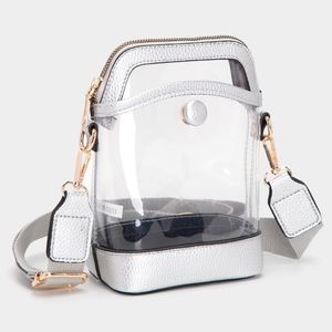 Silver Clear Transparent Crossbody Bag Purse Leather Casual Womens Accessory